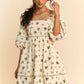 Davi & Dani Cactus Printed Poplin Contrast Piping Mini Dress