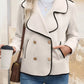 Contrast Trim Double-Breasted Jacket