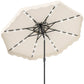 9 FT Solar LED Patio Umbrella Push-Button Tilt and Crank 24 LED Lights and 8 Ribs