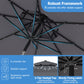 9 FT Solar LED Patio Umbrella Push-Button Tilt and Crank 24 LED Lights and 8 Ribs