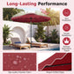9 FT Solar LED Patio Umbrella Push-Button Tilt and Crank 24 LED Lights and 8 Ribs