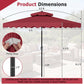 9 FT Solar LED Patio Umbrella Push-Button Tilt and Crank 24 LED Lights and 8 Ribs