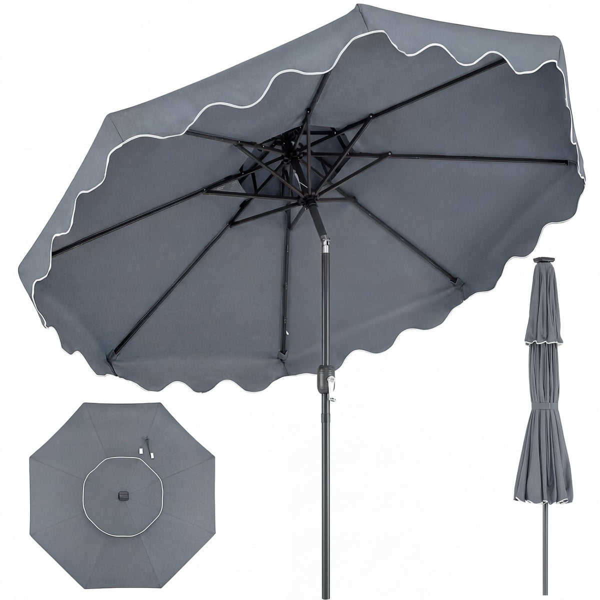 9 Feet Patio Umbrella with Push Button Tilt and Crank