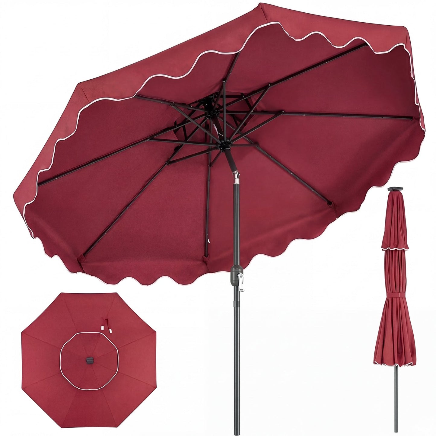 9 Feet Patio Umbrella with Push Button Tilt and Crank