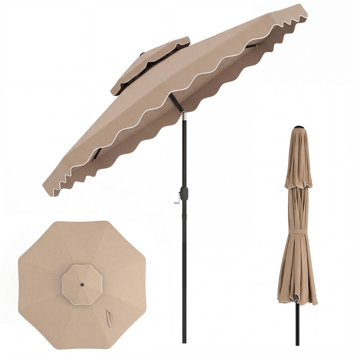 9 Feet Patio Umbrella with Push Button Tilt and Crank