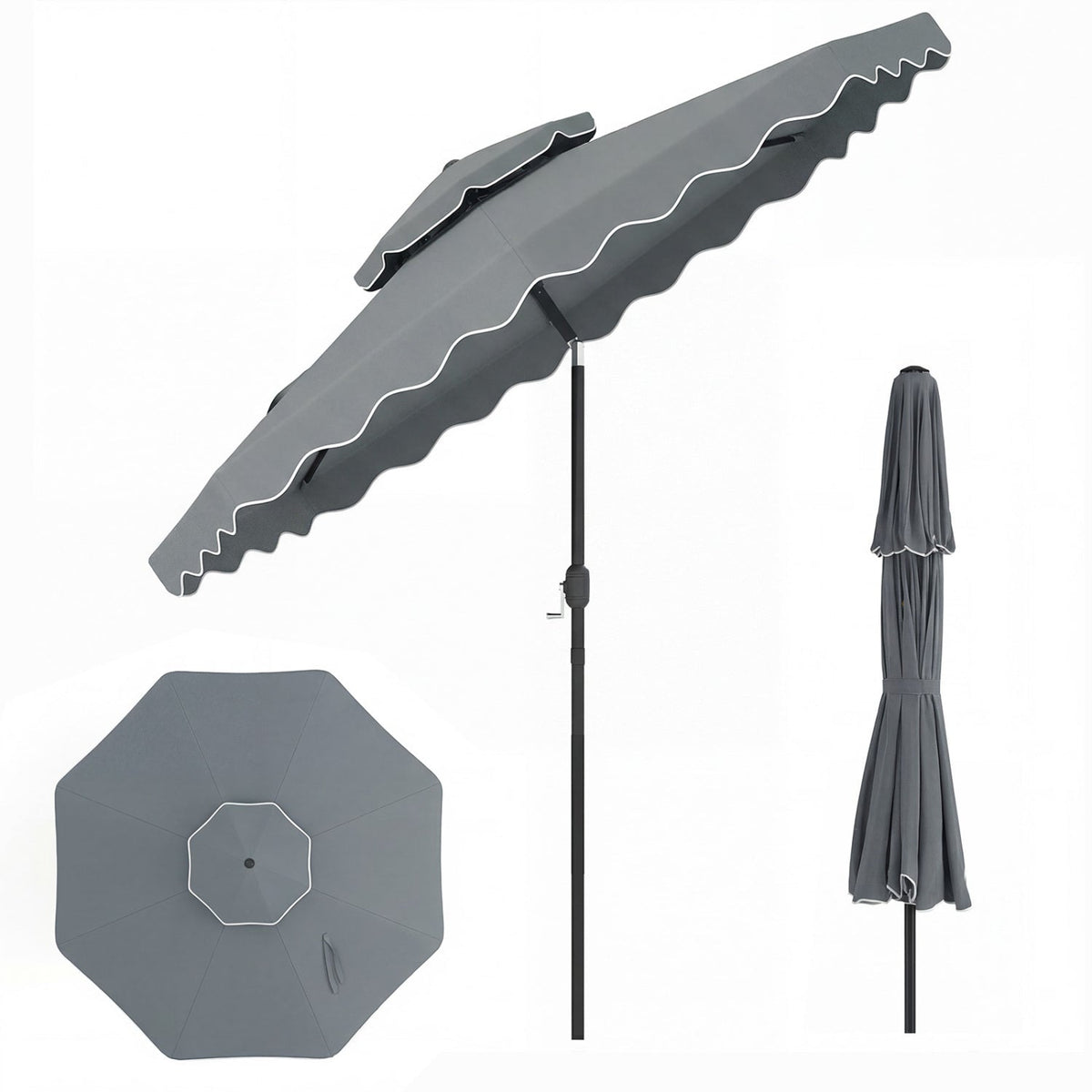 9 Feet Patio Umbrella with Push Button Tilt and Crank