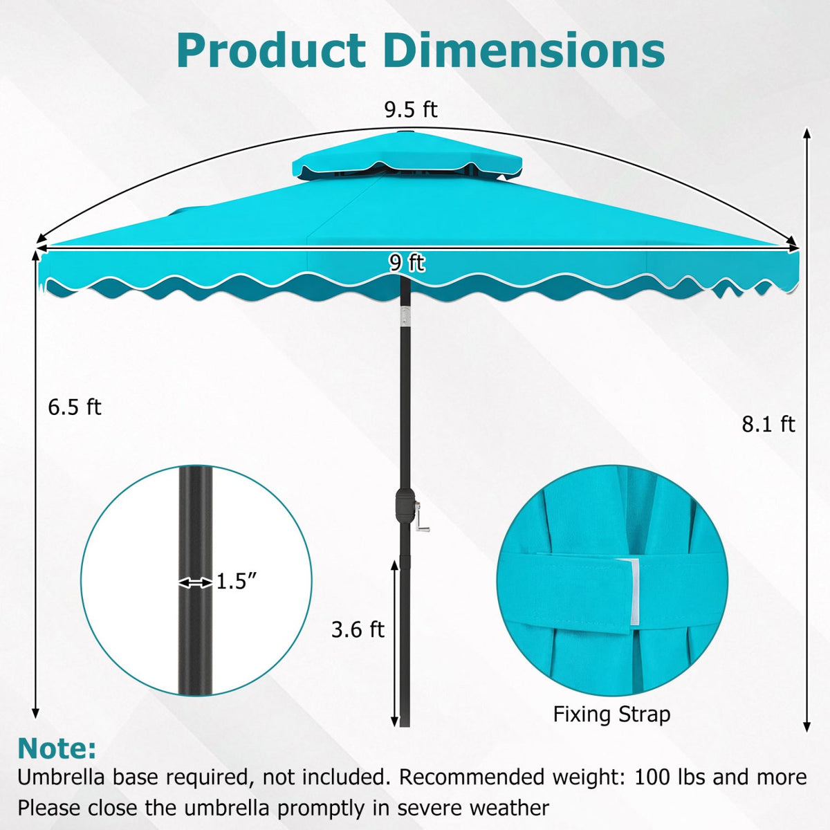 9 Feet Patio Umbrella with Push Button Tilt and Crank