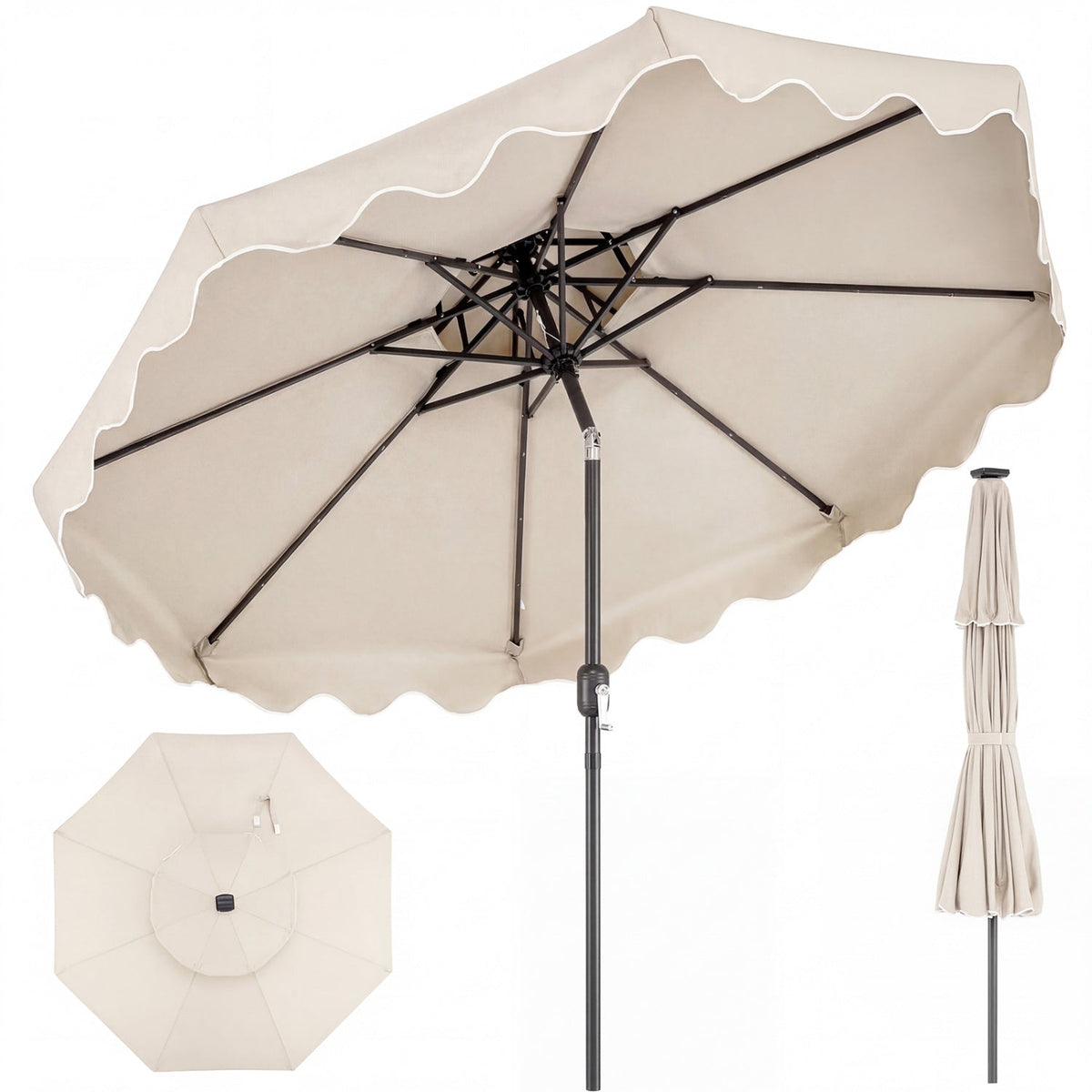 9 Feet Patio Umbrella with Push Button Tilt and Crank