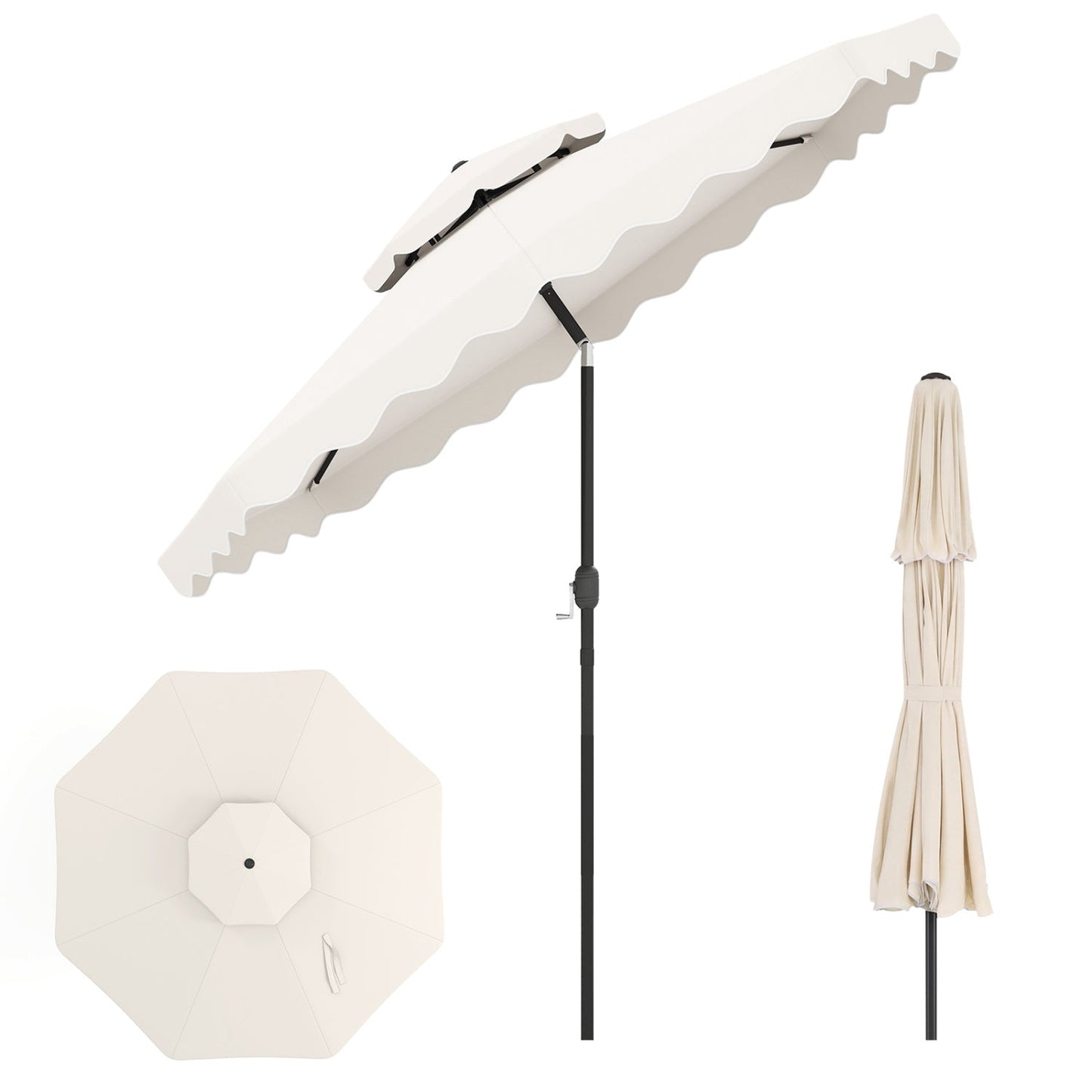 9 Feet Patio Umbrella with Push Button Tilt and Crank
