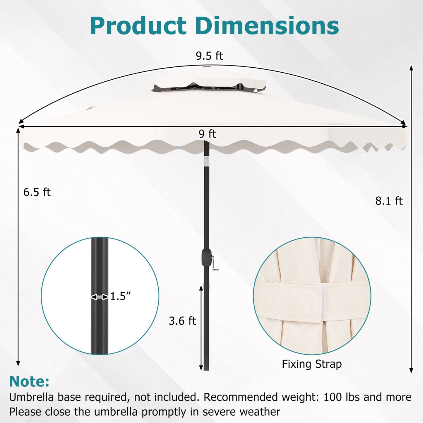 9 Feet Patio Umbrella with Push Button Tilt and Crank