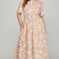 She + Sky Printed Notched Woven Tiered Pintuck Maxi Dress with Side Pockets