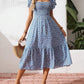 Floral Smocked Square Neck Midi Dress