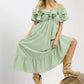 Umgee Textured Ruffle Midi Dress