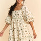 Davi & Dani Cactus Printed Poplin Contrast Piping Mini Dress