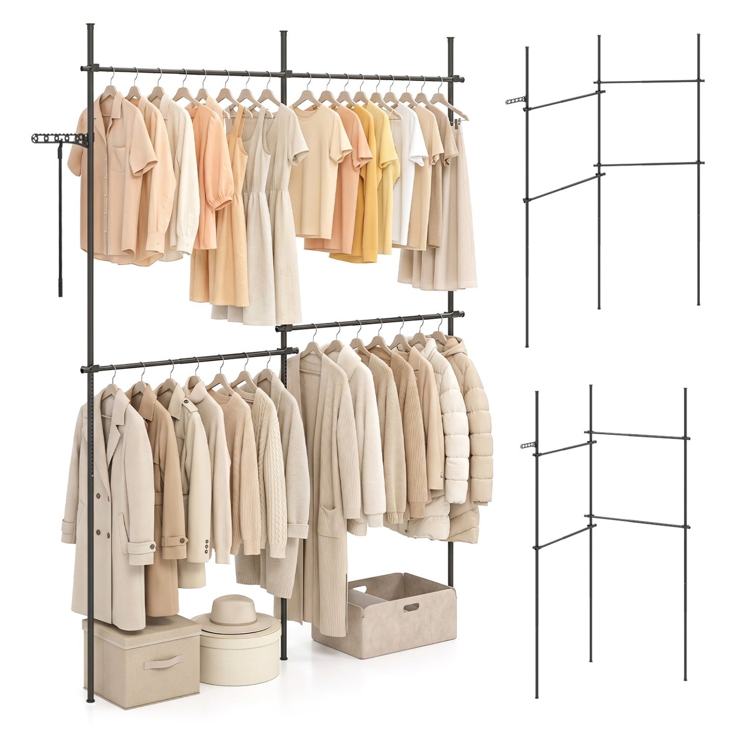 Floor to Ceiling Clothes Rack with 4 Adjustable Hanging Rods