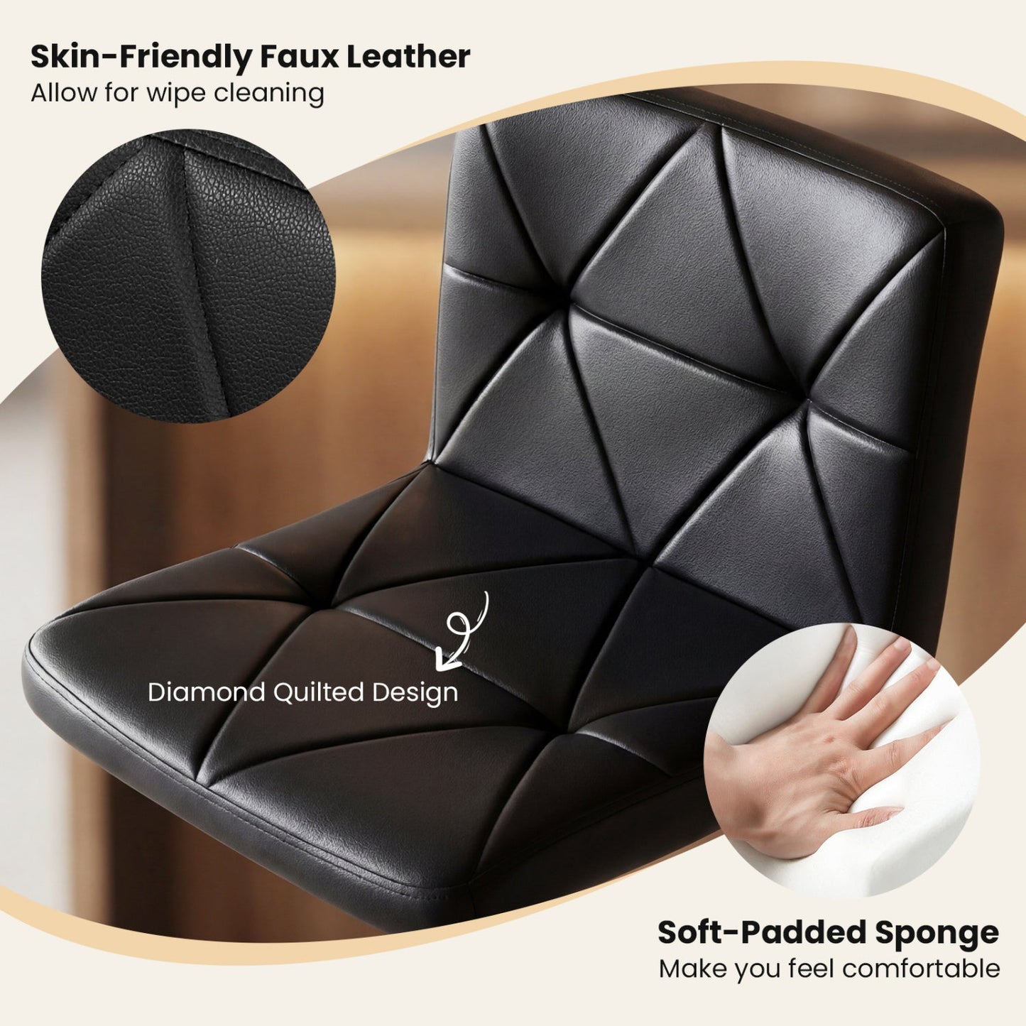 Adjustable Swivel Barstools Set of 2 with Back and Footrest