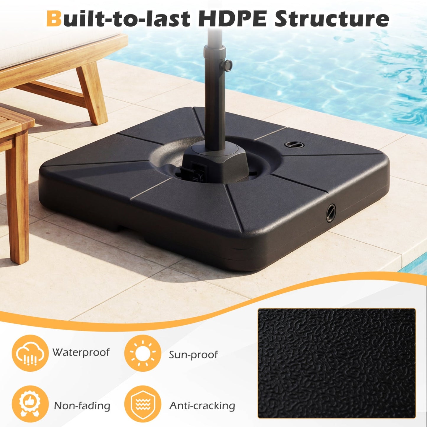 Cantilever Patio Umbrella Base 220 LBS Water and Sand Fillable Weighted Stand