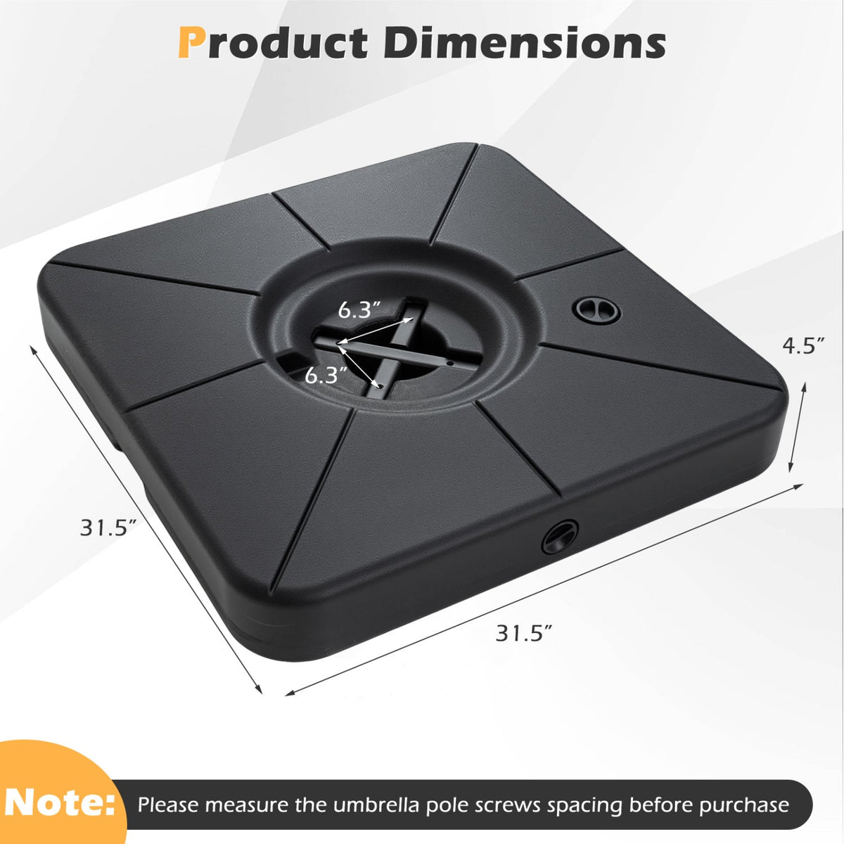 Cantilever Patio Umbrella Base 220 LBS Water and Sand Fillable Weighted Stand