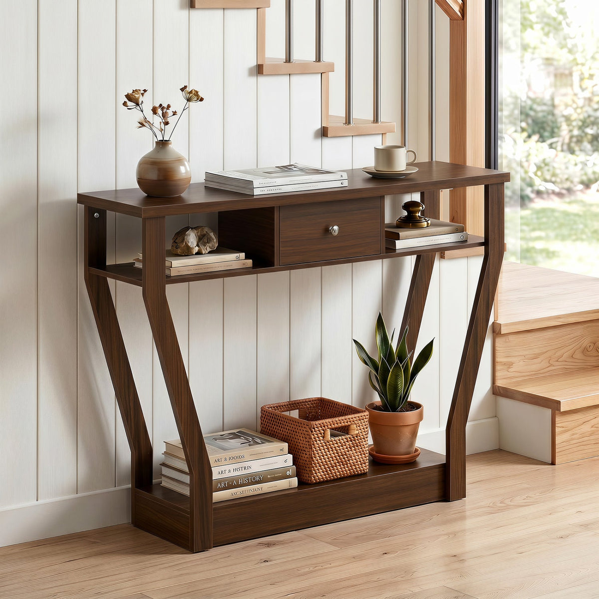 Console Table with Storage Drawer and Shelf, 47-Inch