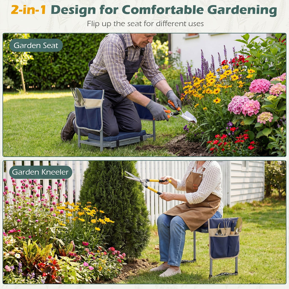 Foldable Garden Kneeler and Seat for Seniors Gardeners