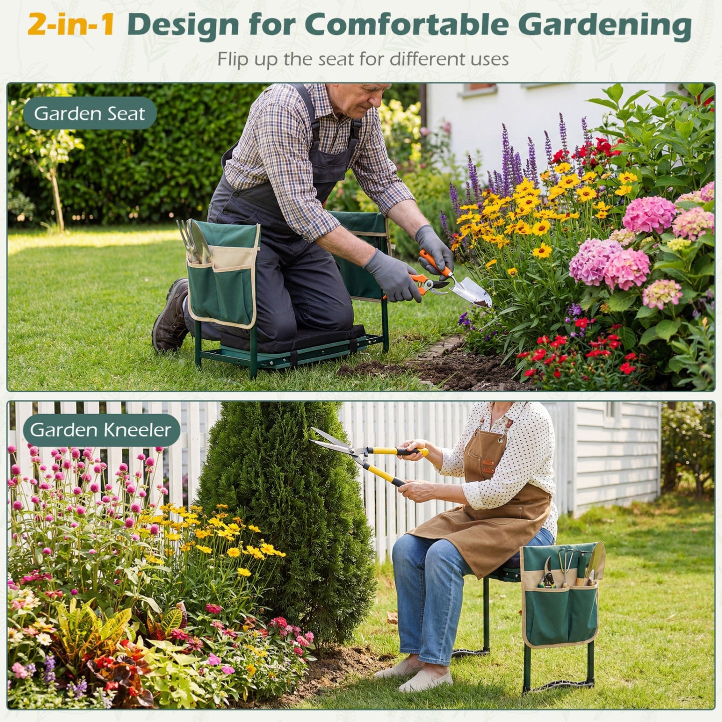 Foldable Garden Kneeler and Seat for Seniors Gardeners