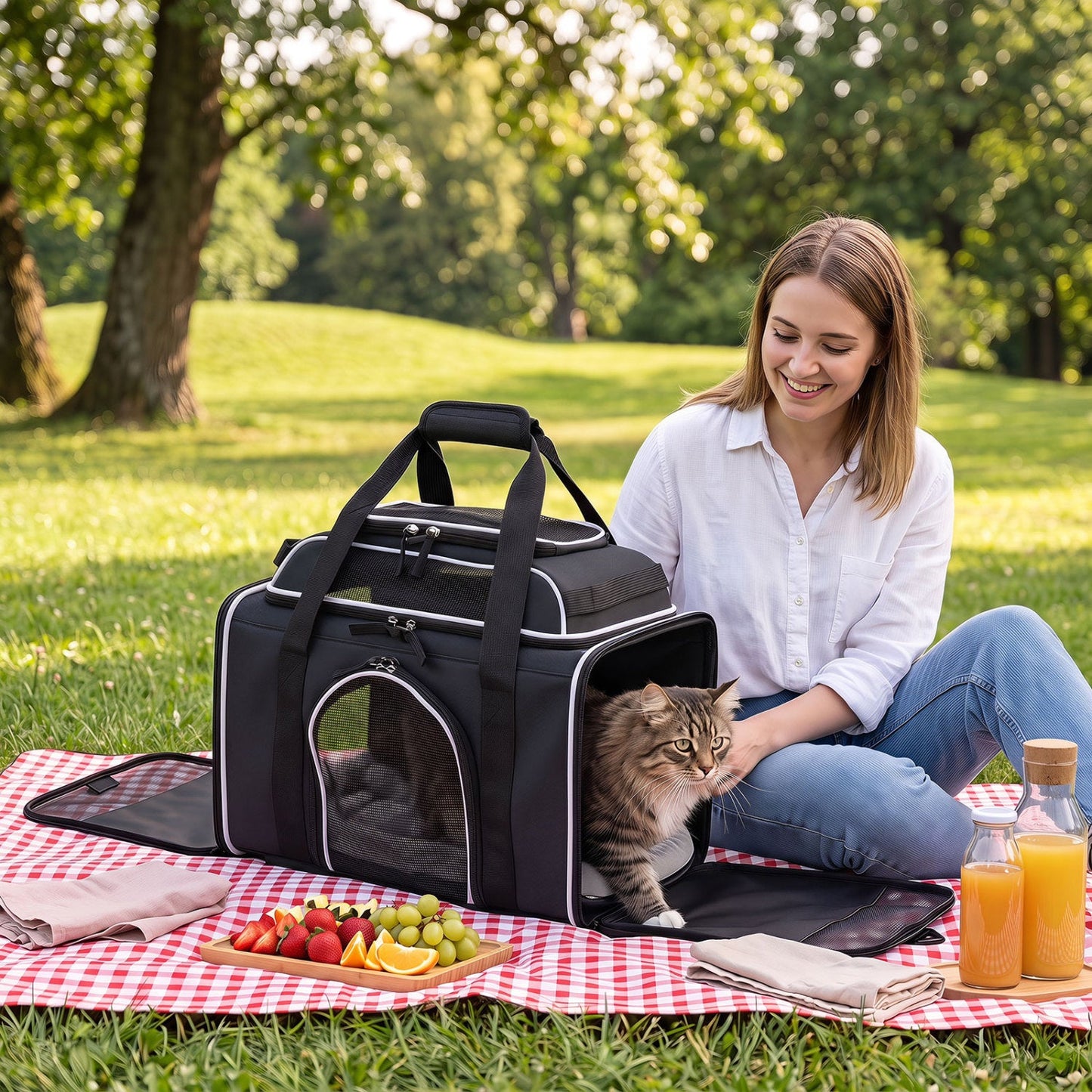 Rolling Pet Carrier with Wheels for Cats and Small Dogs
