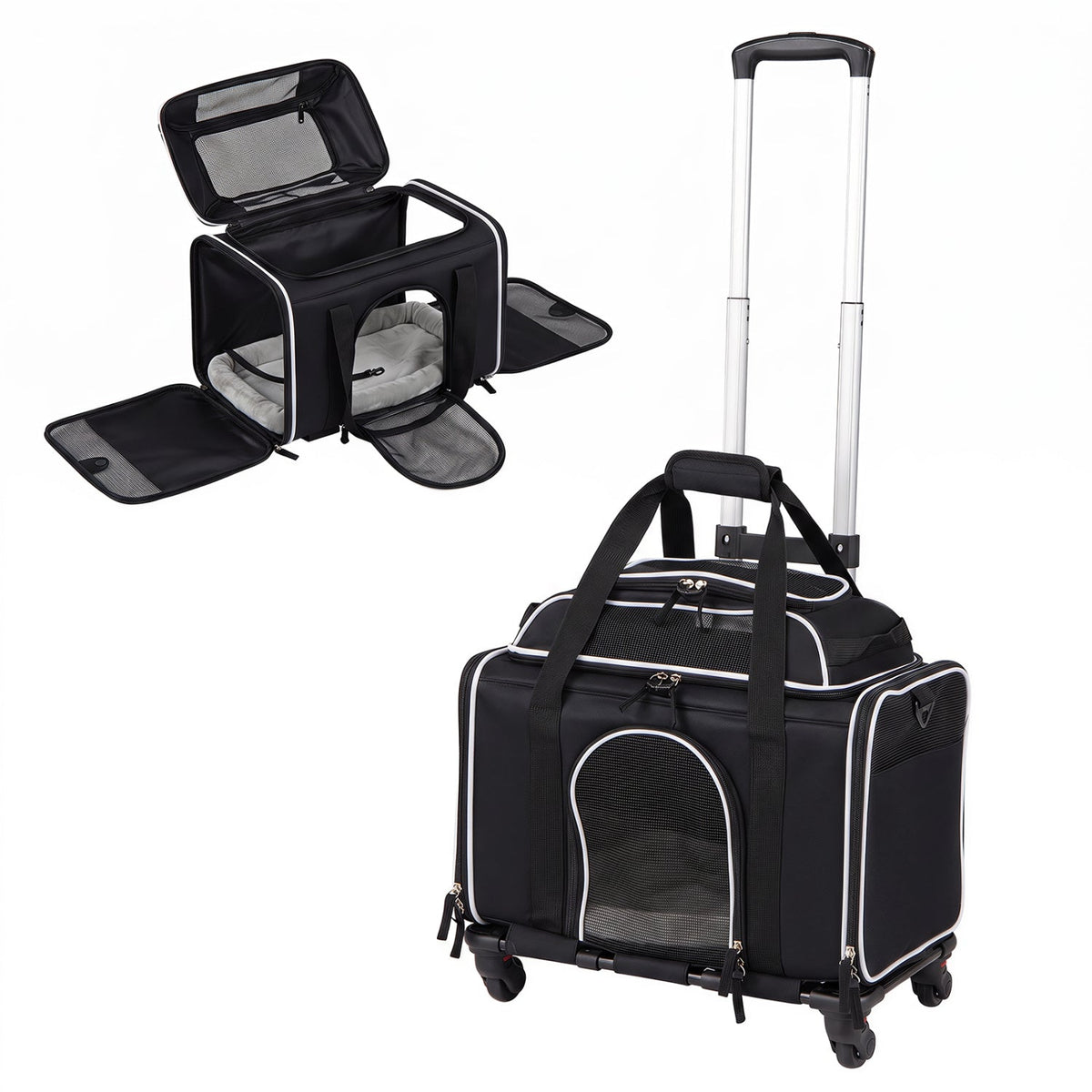 Rolling Pet Carrier with Wheels for Cats and Small Dogs