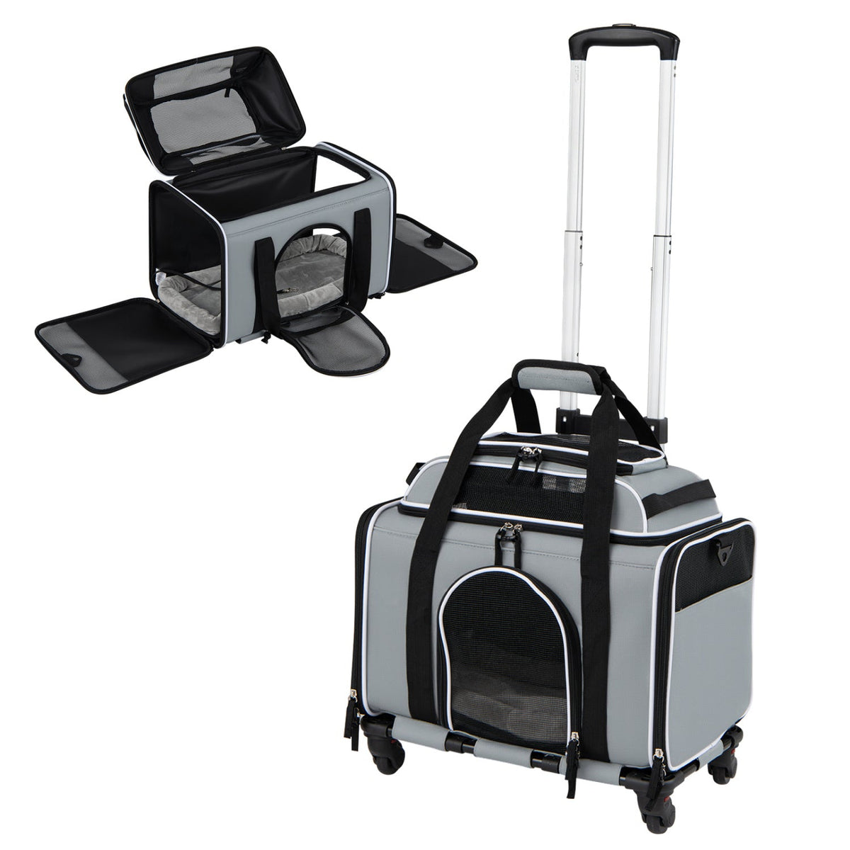 Rolling Pet Carrier with Wheels for Cats and Small Dogs
