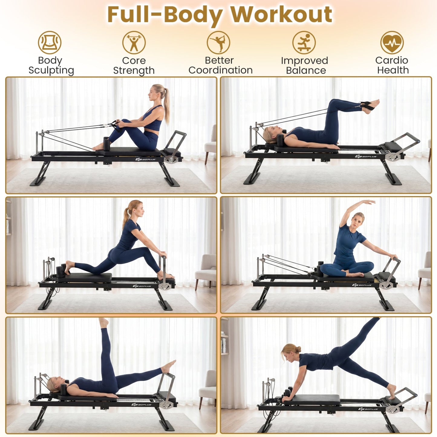 Foldable Pilates Reformer Machine for Home Gym Large Pilates Equipment