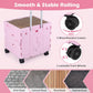 Foldable Utility Cart on 4 Rotate Wheels with Cup Holder