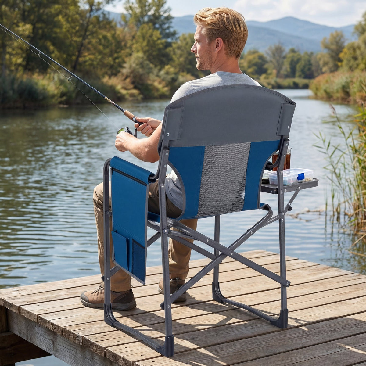Folding Camping Chair with Cup Holder and Storage Pocket