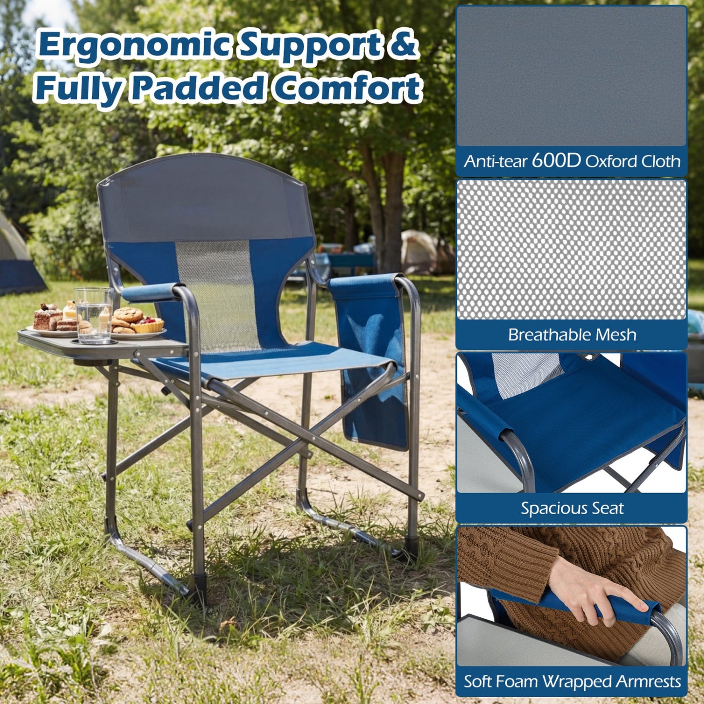 Folding Camping Chair with Cup Holder and Storage Pocket