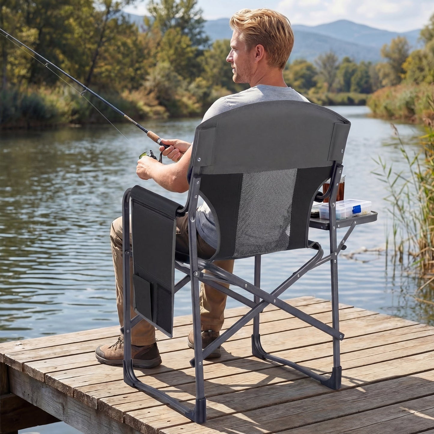 Folding Camping Chair with Cup Holder and Storage Pocket