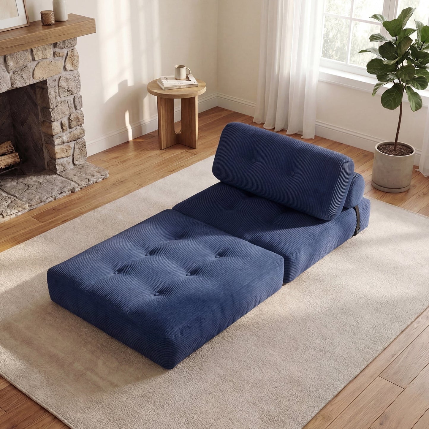 Folding Sofa Bed with Pillow and Back Support for Living Room
