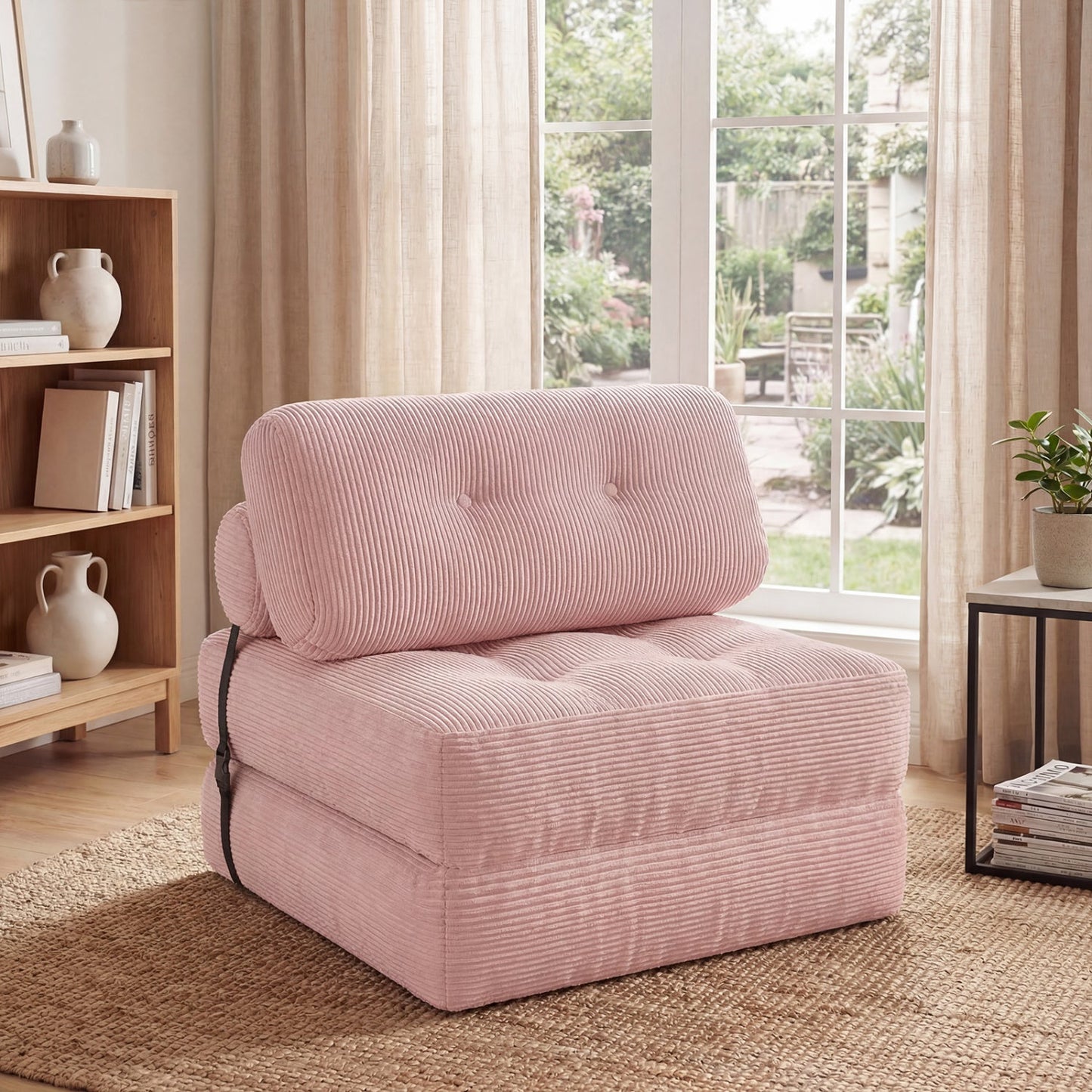 Folding Sofa Bed with Pillow and Back Support for Living Room