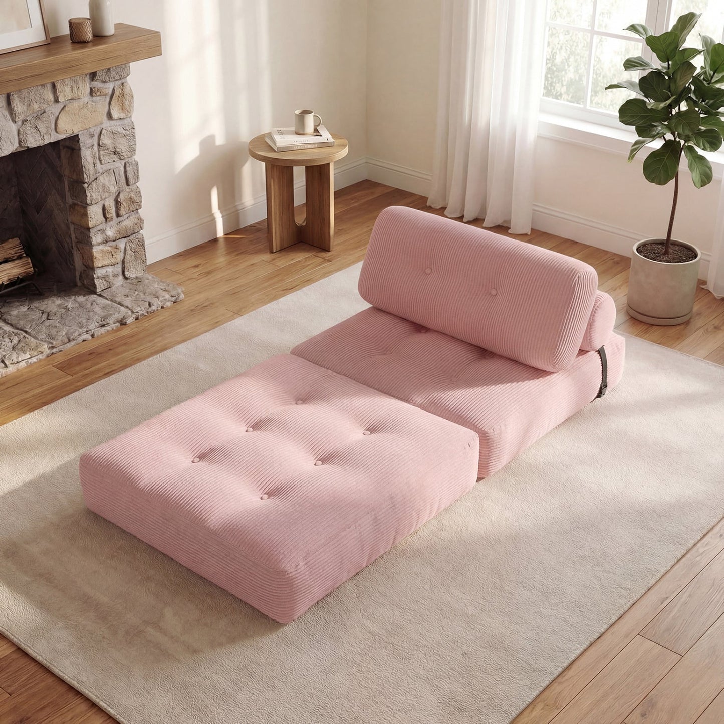 Folding Sofa Bed with Pillow and Back Support for Living Room