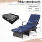 Folding Wicker Chaise Lounge with Adjustable Backrest & Ottoman
