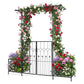 Garden Arbor with Gate and Planter Boxes Heavy Duty Metal Arch with Side Trellis