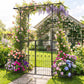 Garden Arbor with Gate and Planter Boxes Heavy Duty Metal Arch with Side Trellis