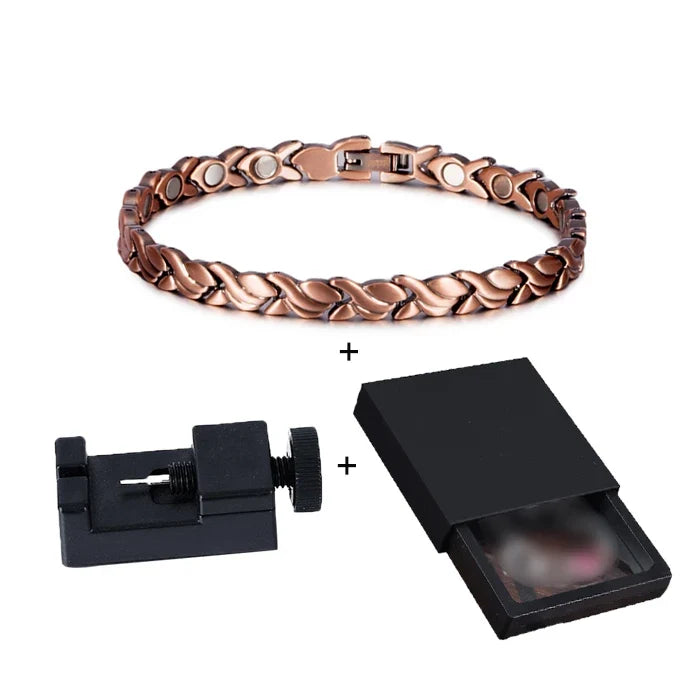 Vinterly Magnetic Pure Copper Bracelets for Women 6.5mm Vintage Chain Health Energy Magnet Arthritis Pain Relief Women Jewelry