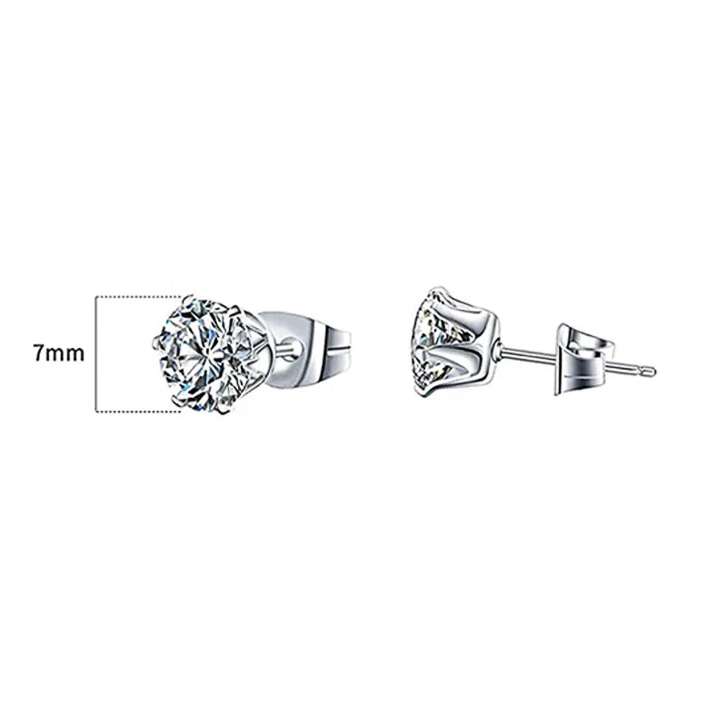 Huitan Minimalist Crystal Cubic Zirconia Stud Earrings | 6 Claws Unisex Fashion Jewelry