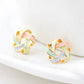 RAVIMOUR Enamel Stud Earrings | Fashion Gold Flower Star Earrings for Women