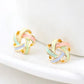 RAVIMOUR Enamel Stud Earrings | Fashion Gold Flower Star Earrings for Women
