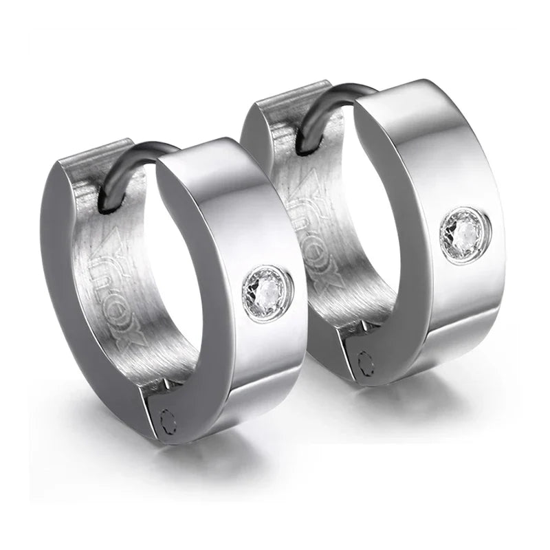 Rock Punk Huggie Earrings | Stainless Steel Unique Small Hoop Earrings for Men and Women