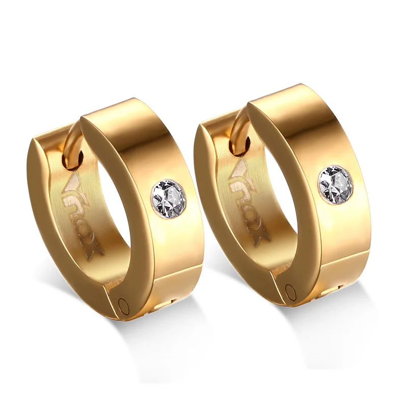 Rock Punk Huggie Earrings | Stainless Steel Unique Small Hoop Earrings for Men and Women