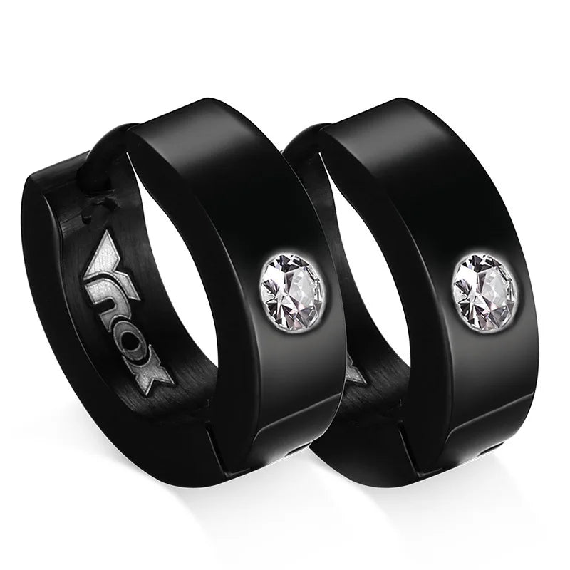 Stainless Steel Hoop Earrings for Women | Cubic Zirconia Huggie Ear Cuff