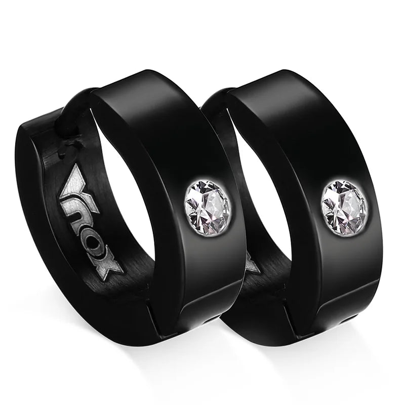 Rock Punk Huggie Earrings | Stainless Steel Unique Small Hoop Earrings for Men and Women