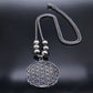 Sacred Geometry Flower of Life Necklace | Stainless Steel Mandala Pendant with Black Beads