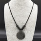 Sacred Geometry Flower of Life Necklace | Stainless Steel Mandala Pendant with Black Beads