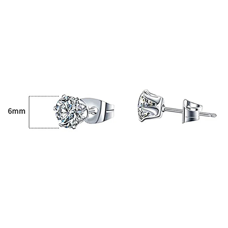 Huitan Minimalist Crystal Cubic Zirconia Stud Earrings | 6 Claws Unisex Fashion Jewelry